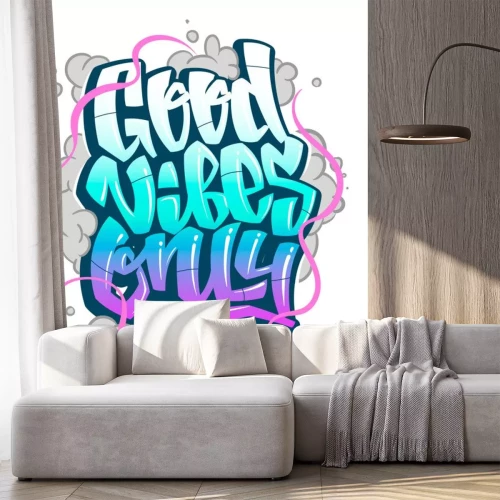 Sticker  Graffiti Inscription Good Vibes Only. Vector handwritten lettering