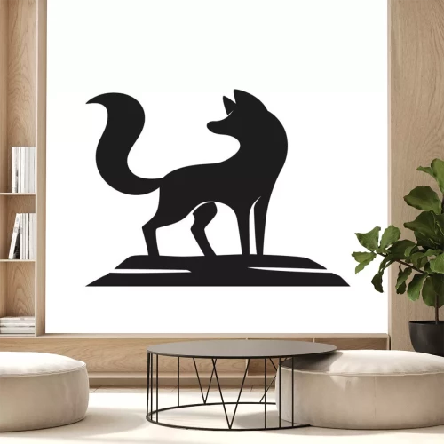 Sticker  Silhouette of the fox on a white background