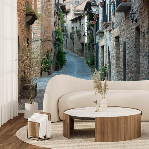Papier peint  Immeubles en pierre et rue en Espagne