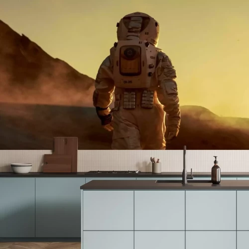 Papier peint  Astronaute sur Mars au coucher du soleil