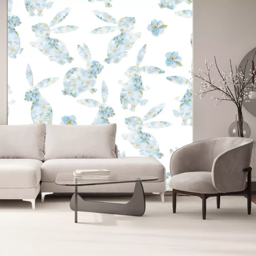 Sticker  Silhouettes florales de lapins sur un fond blanc