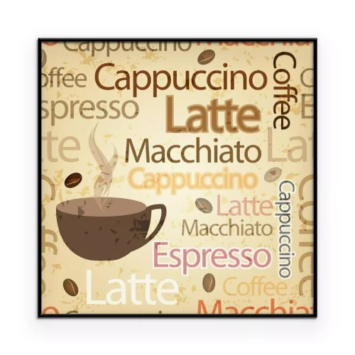 Poster  Un fond rempli de noms typographiques de différents cafés