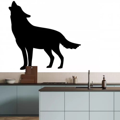 Sticker  Dessin noir et blanc d'un loup hurlant