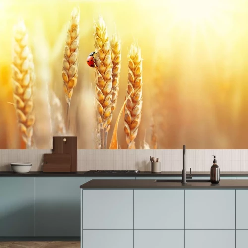 Sticker  Coccinelle sur un épi de blé doré