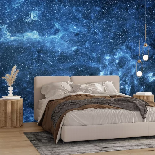 Papier peint  Espace nébuleuses et étoiles bleues