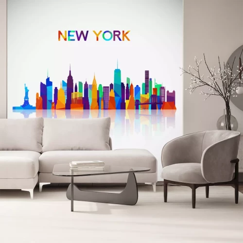 Sticker  Silhouette de New York skyline dans un style géométrique coloré. Symbole pour votre conception. Illustration vectorielle