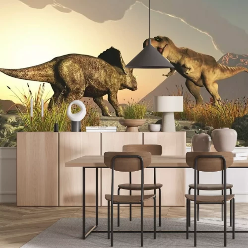 Papier peint  Triceratops et tyrannosaure