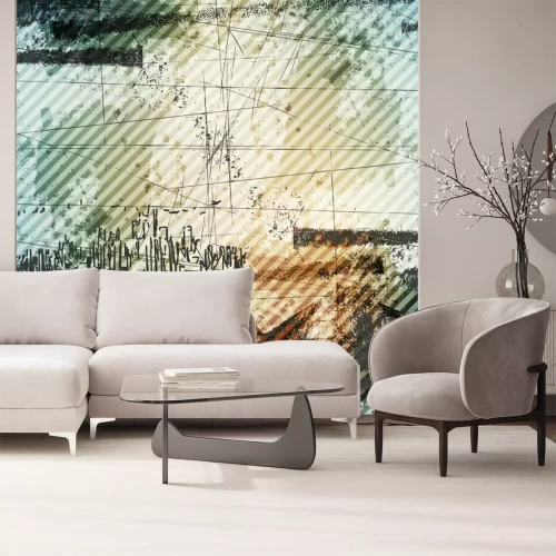 Papier peint  Esquisse de bâtiments urbains dans un style grunge.