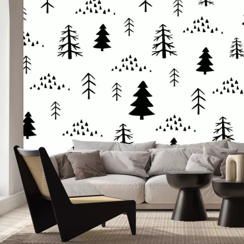 Papier peint  Modèle sans couture de forêt sauvage dans le style scandinave