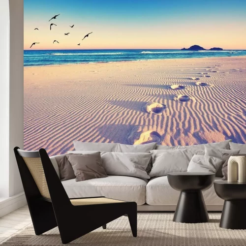 Papier peint  Empreintes de pas dans le sable