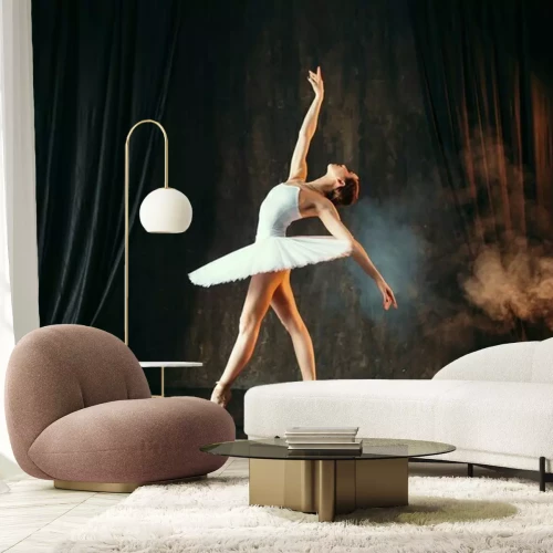 Papier peint  Ballerine en robe blanche dansant dans la classe de ballet