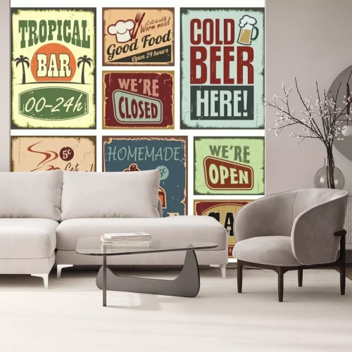 Papier peint  Une série d'enseignes de bar rétro