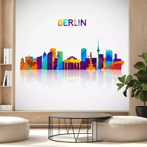 Sticker  Silhouette de skyline de Berlin dans un style géométrique coloré. Symbole pour votre conception. Illustration vectorielle