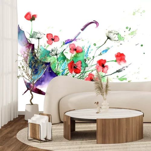 Sticker  Coquelicots dans un parapluie