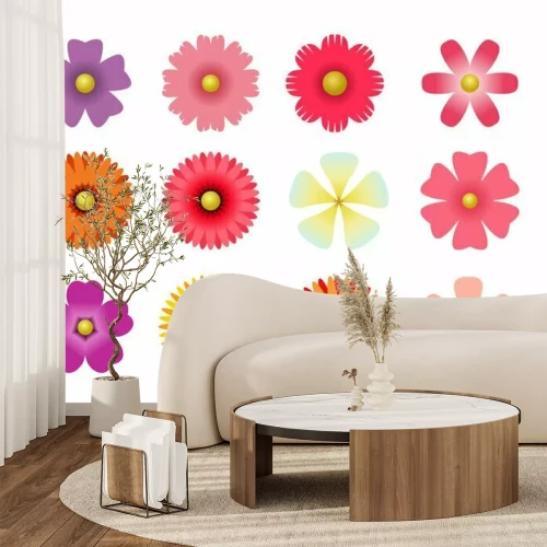 Sticker  Graphiques simples de fleurs de différentes nuances