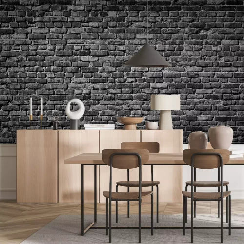 Papier peint  Mur noir et gris