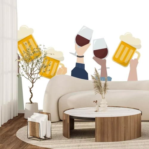 Sticker  Illustration des mains tenant des boissons alcoolisées