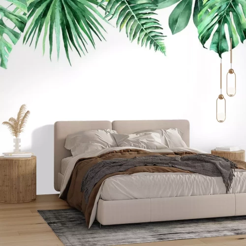 Sticker  Feuilles de plantes tropicales sur fond blanc