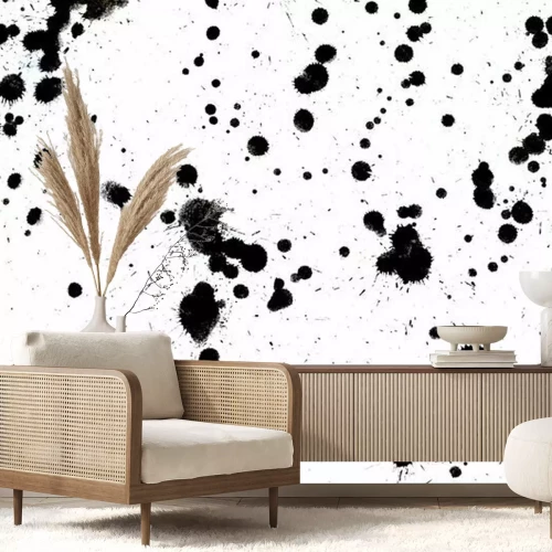 Papier peint  Goutte d'encre noire éclaboussure éclaboussure