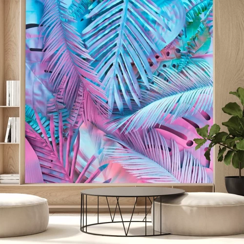 Papier peint  Palmiers néon tropicaux