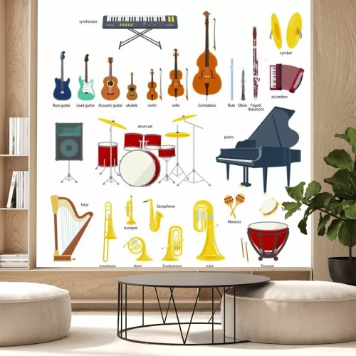 Sticker  Jeu d'instruments de musique vector illustration