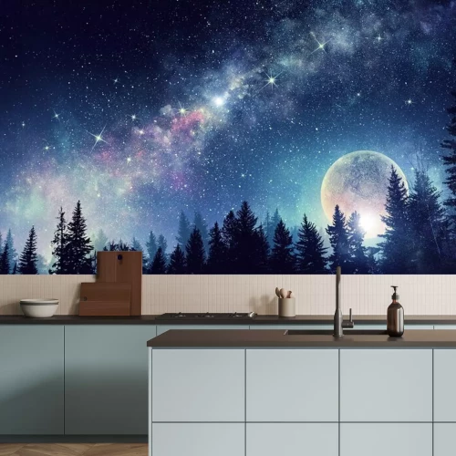 Papier peint  Pleine lune sur un ciel étoilé