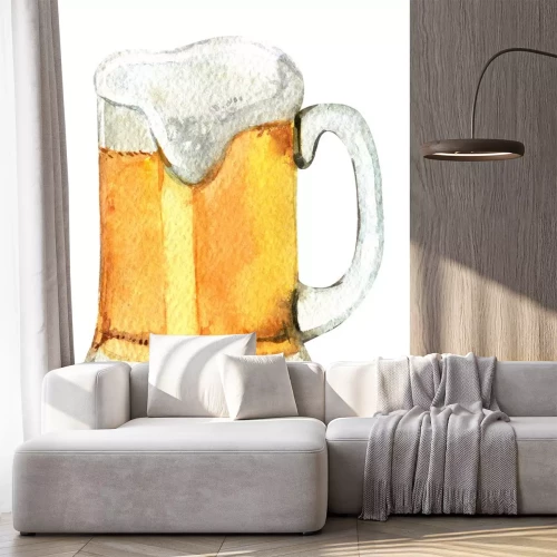 Sticker  Verre de bière isolé sur fond blanc, illustration aquarelle