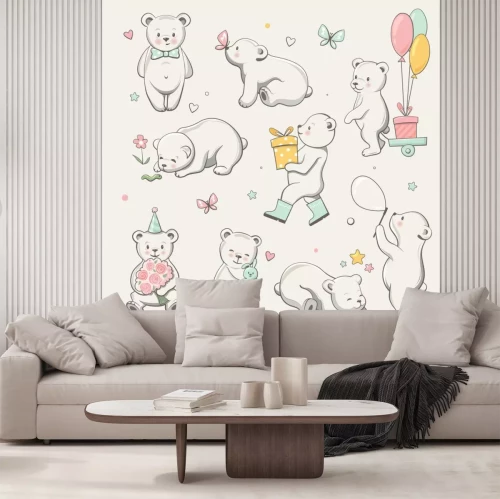 Sticker  Mignonne petite collection d'ours. Perfectionnez pour la carte de voeux de fête de naissance de bébé, les autocollants, l'invitation, l'impression de T-shirt, le design de mode, les vêtements d'enfant