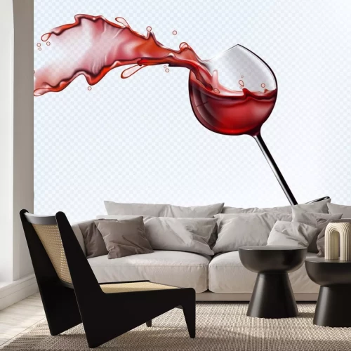 Sticker  Un verre de vin rouge éclaboussant à l'automne. Image vectorielle réaliste.