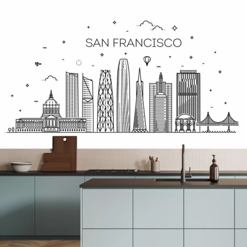 Sticker  San Francisco city skyline vector background