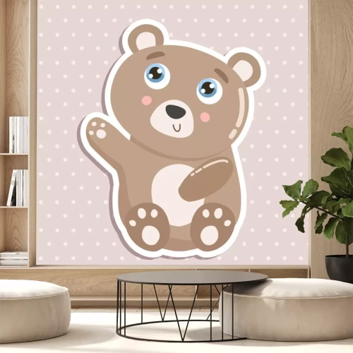 Sticker  Illustration vectorielle mignon petit ours autocollant design plat