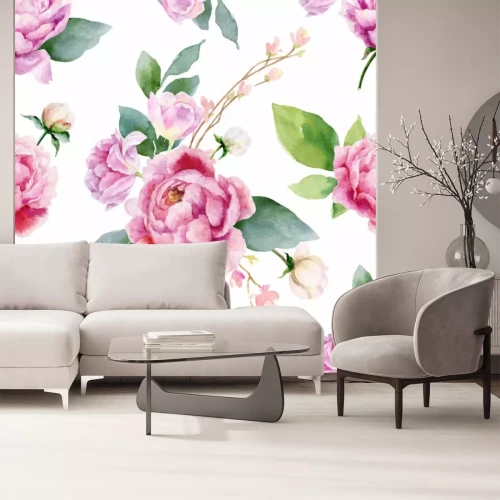 Sticker  peinture modèle sans couture de fleurs de pivoine