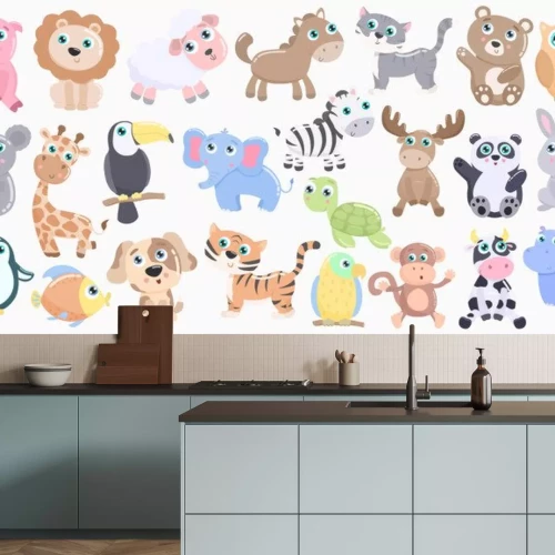 Sticker  Animaux mignons ensemble. Design plat