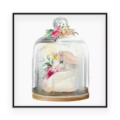 Poster  Aquarelle représentant une licorne portant une couronne