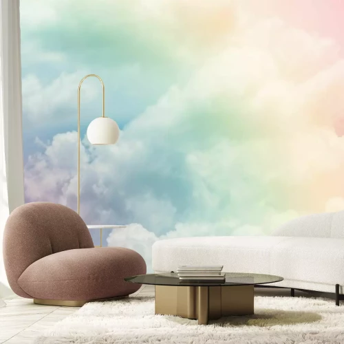 Papier peint  Fond de soleil et de nuages ​​avec une couleur pastel