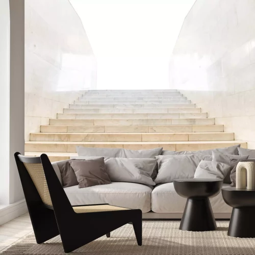 Sticker  Escalier en marbre avec des escaliers dans l'architecture de luxe abstraite isolée sur fond blanc