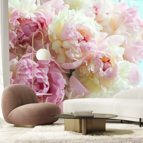 Papier peint  Pivoines roses luxuriantes