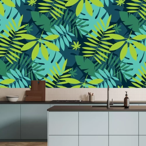 Sticker  Simple motif de feuilles tropicales vertes motif sans soudure