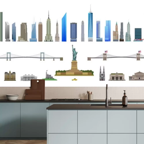 Sticker  Ensemble de monuments de New York, isolé