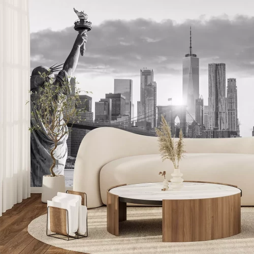 Papier peint  Statue Liberty noir et blanc