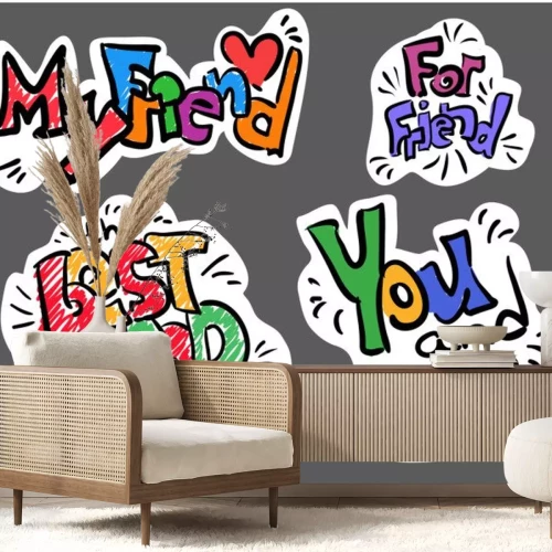 Sticker  Lettrage main dessin autocollants ami