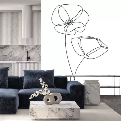 Sticker  Fleurs de pavot noir et blanc