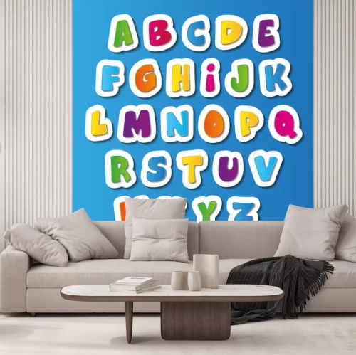 Sticker  Alphabet pour enfants sur fond bleu