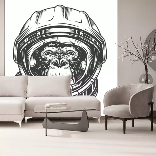 Sticker  Gorille grincheux dans le portrait de casque d'astronaute