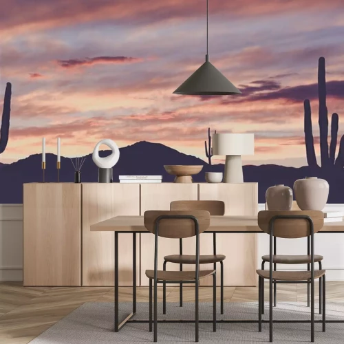 Papier peint  Désert du Far West vintage avec des cactus