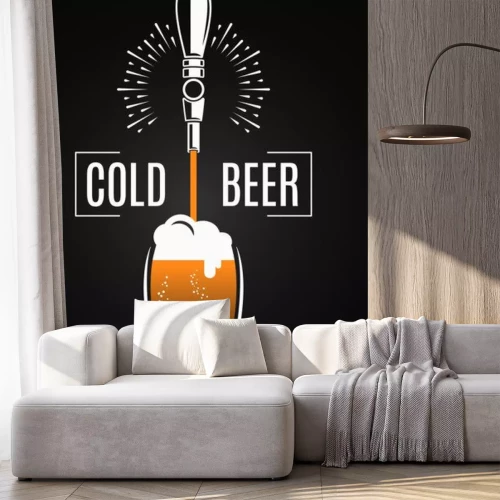 Sticker  Robinet de bière avec verre à bière sur fond noir