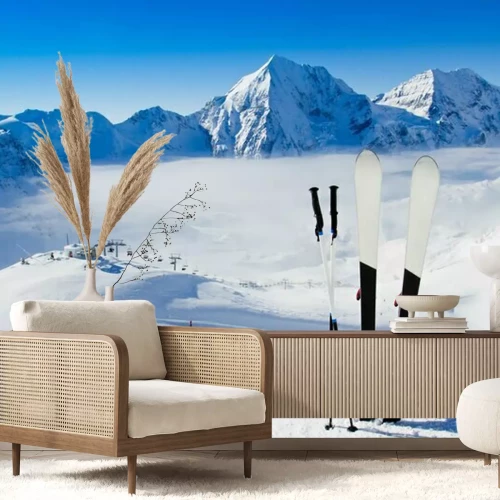 Papier peint  Skis enfoncés dans la neige