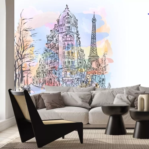 Sticker  Croquis à l'aquarelle de Paris