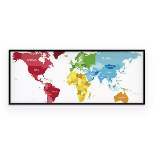 Poster  Une carte du monde divisée en continents colorés