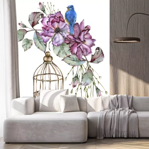 Sticker  Oiseau bleu shabby chic